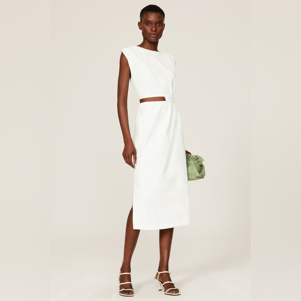 Love, Whit by Whitney Port White Cut Out Sleeveless Sheath Midi Dress Large